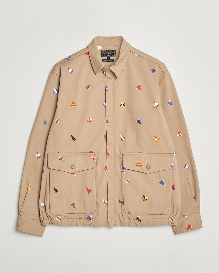 Herre | Jakker | BEAMS PLUS | Embroidered Harrington Jacket Beige