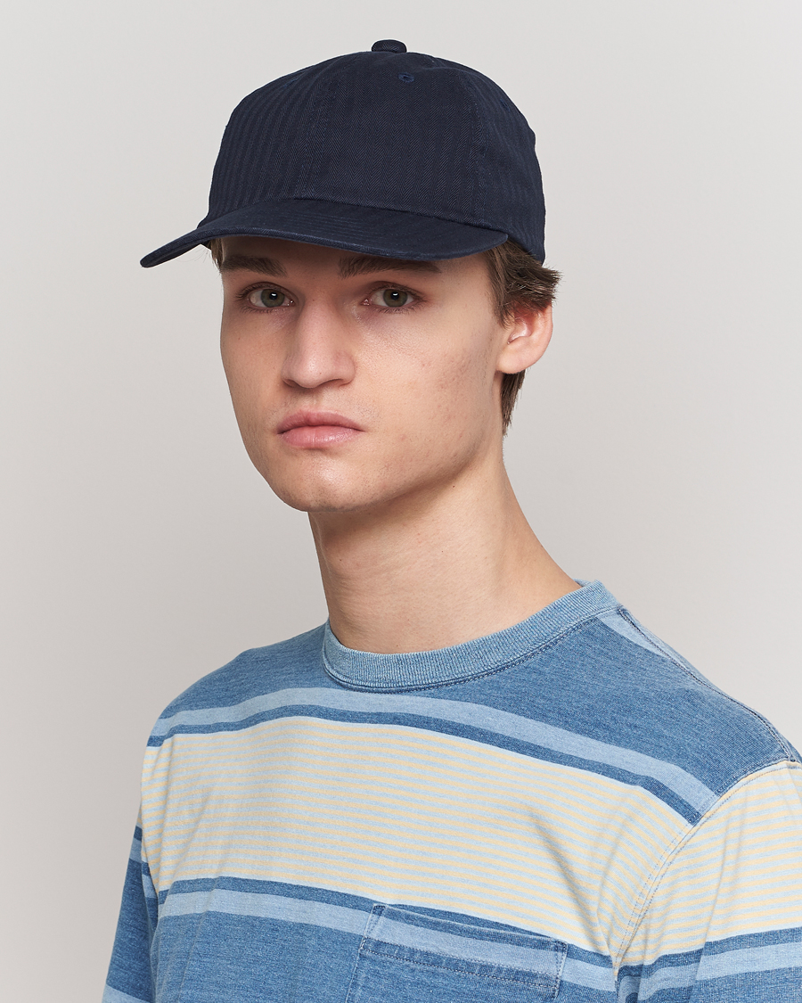 Herre | BEAMS PLUS 6 Panel Herringbone Cap Navy | BEAMS PLUS | 6 Panel Herringbone Cap Navy