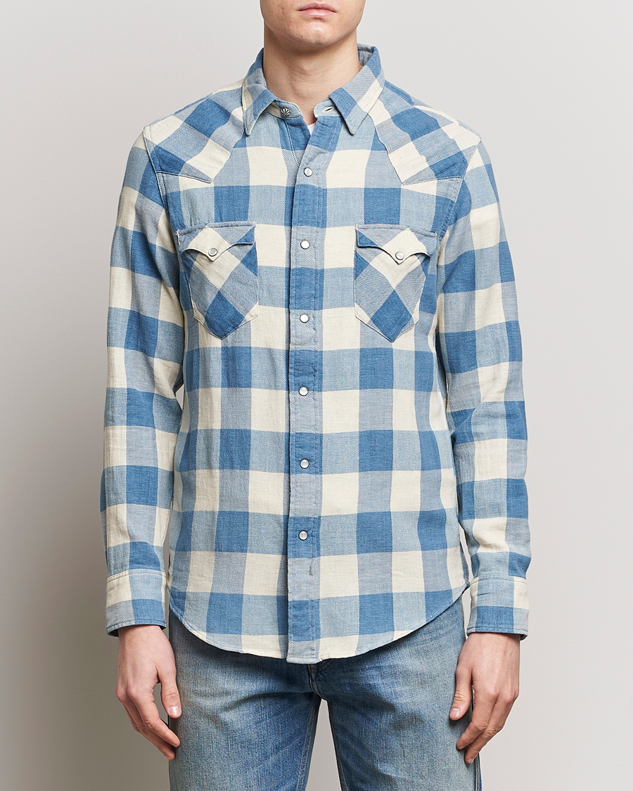 Herre | Skjorter | RRL | Buffalo Flannel Western Shirt Indigo/Cream