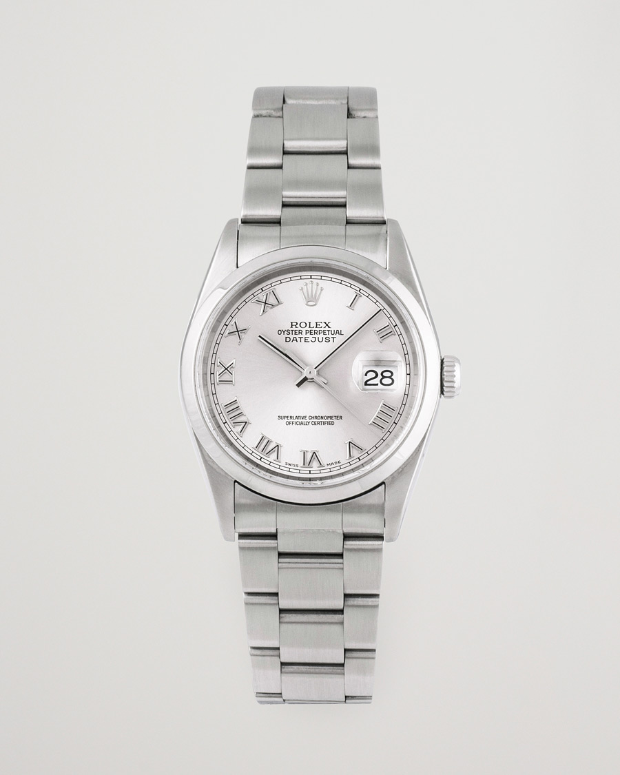 Herre | Rolex Pre-Owned Datejust 16200 Oystert Perpetual Steel Silver | Rolex Pre-Owned | Datejust 16200 Oystert Perpetual Steel Silver