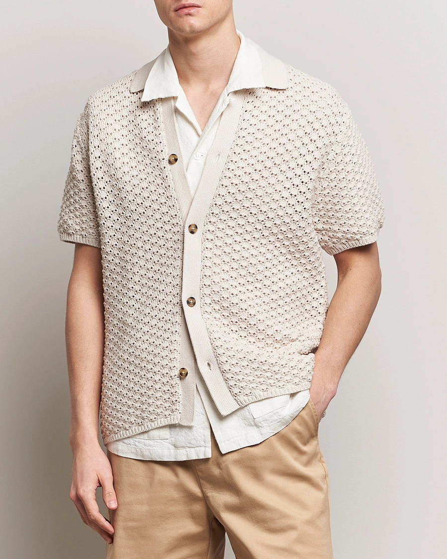 Herre | Kortermede skjorter | LES DEUX | Gideon Knitted Shirt Ivory