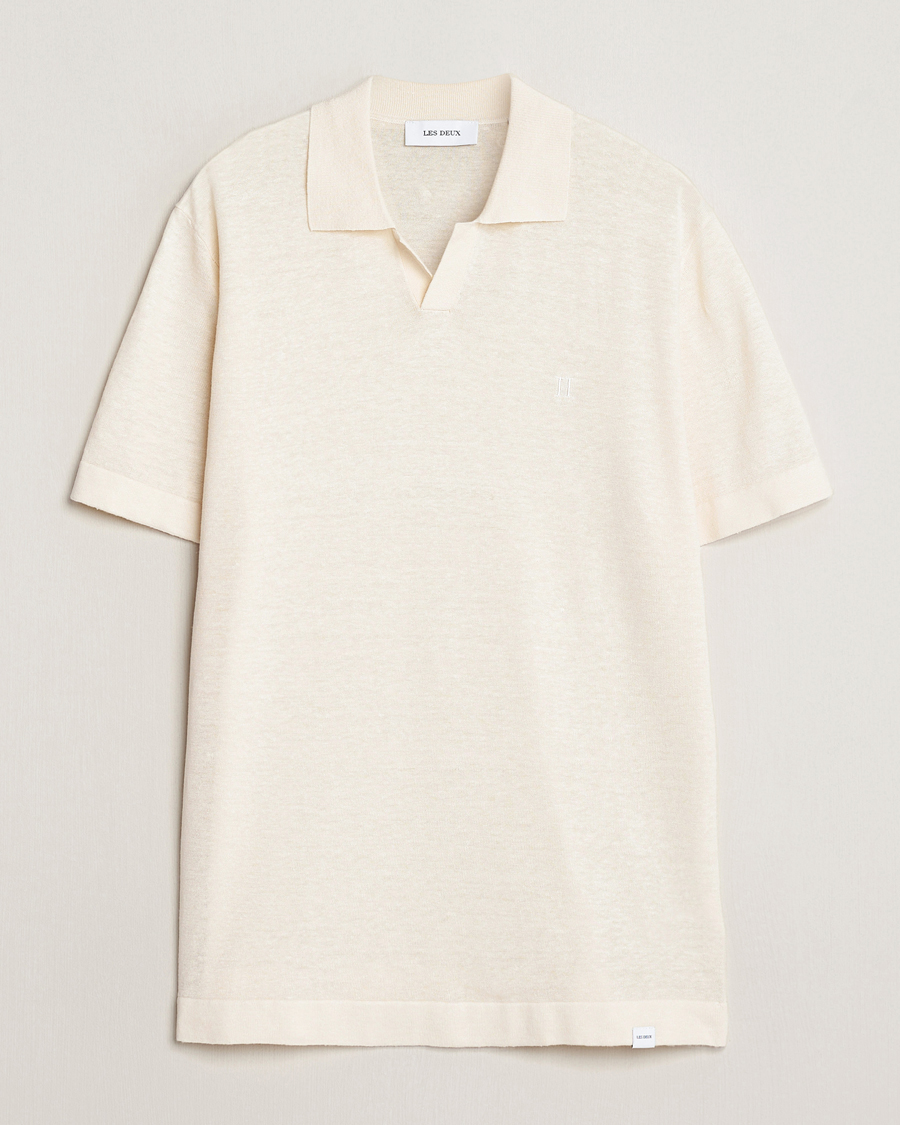 Herre | Pikéer | LES DEUX | Emmanuel Linen/Cotton Polo Knit Ivory
