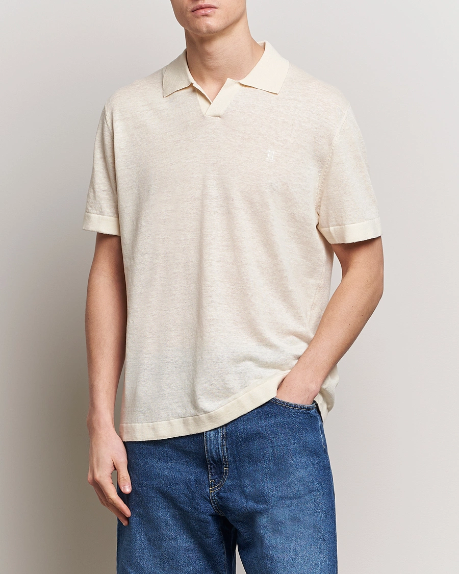 Herre | Pikéer | LES DEUX | Emmanuel Linen/Cotton Polo Knit Ivory