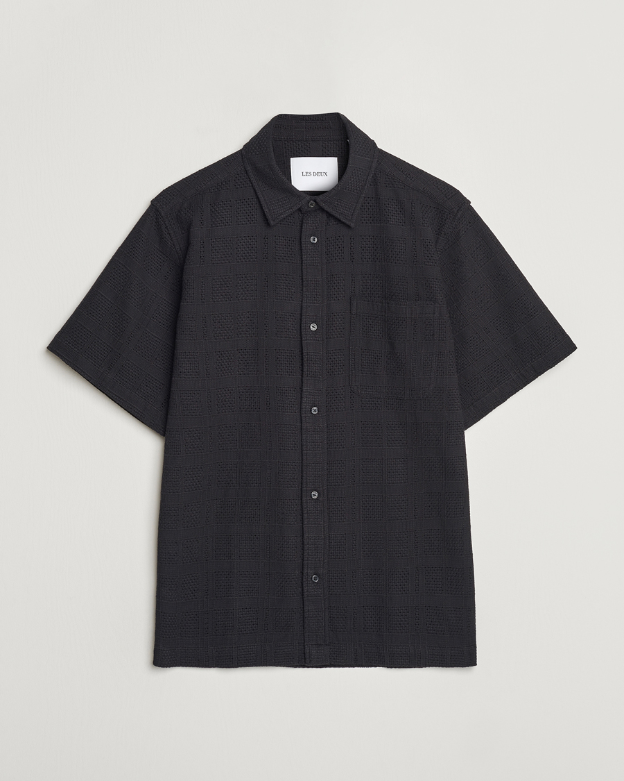 Herre | Skjorter | LES DEUX | Charlie Short Sleeve Knitted Shirt Black