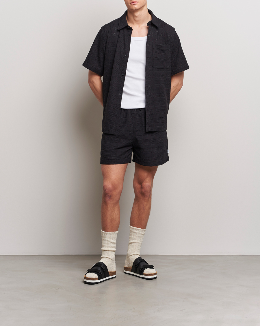 Herre | Skjorter | LES DEUX | Charlie Short Sleeve Knitted Shirt Black