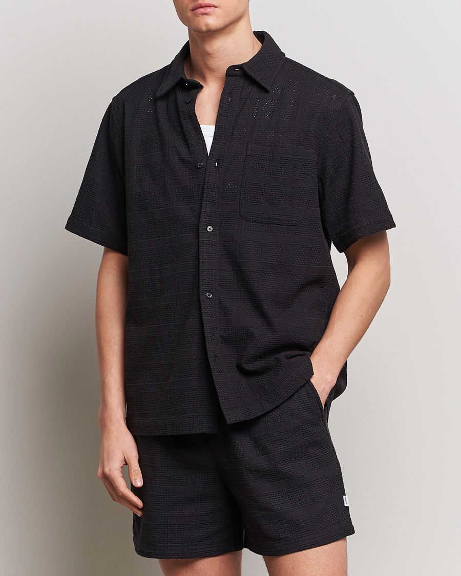 Herre | LES DEUX | LES DEUX | Charlie Short Sleeve Knitted Shirt Black