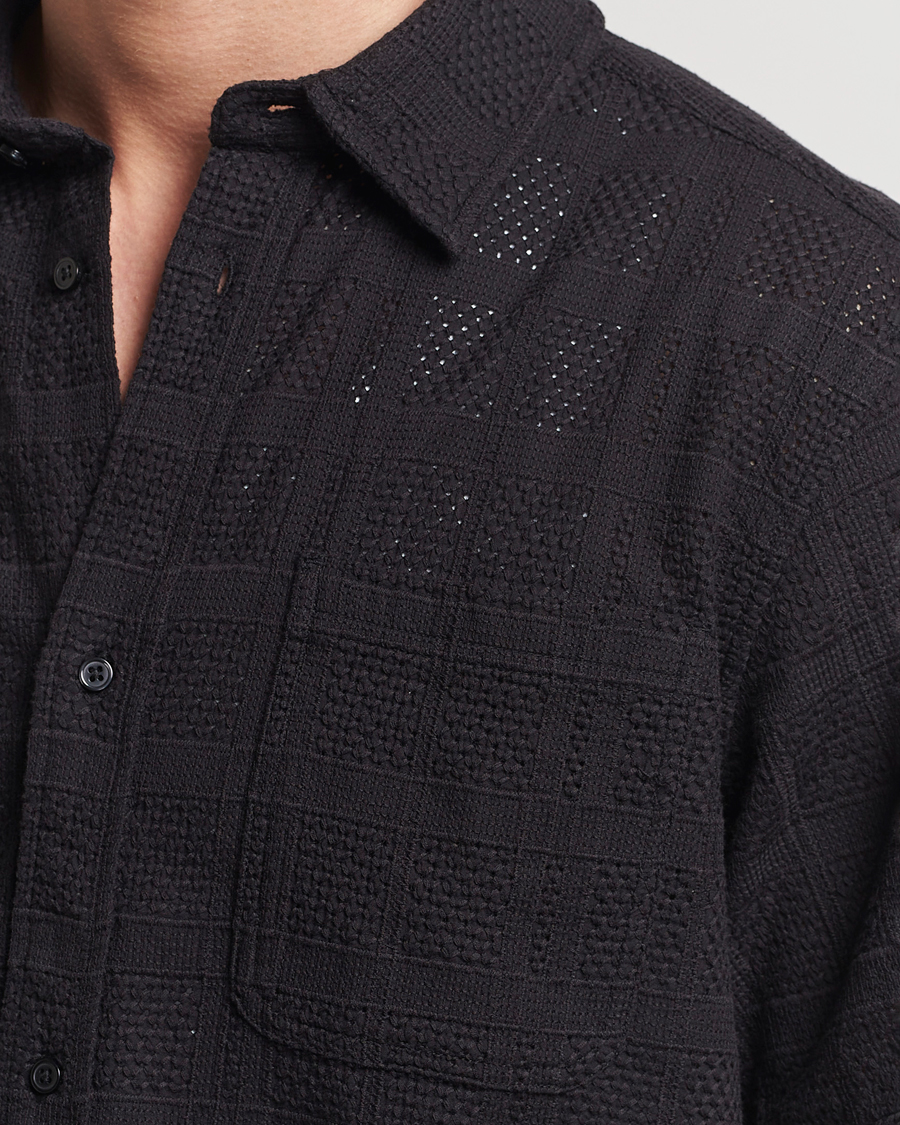 Herre | Skjorter | LES DEUX | Charlie Short Sleeve Knitted Shirt Black