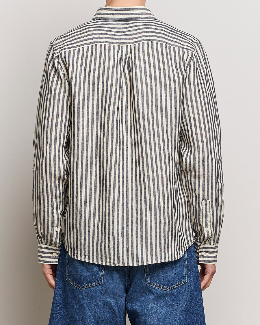 Herre | Skjorter | LES DEUX | Kristian Striped Linen Button Down Shirt Ivory/Navy