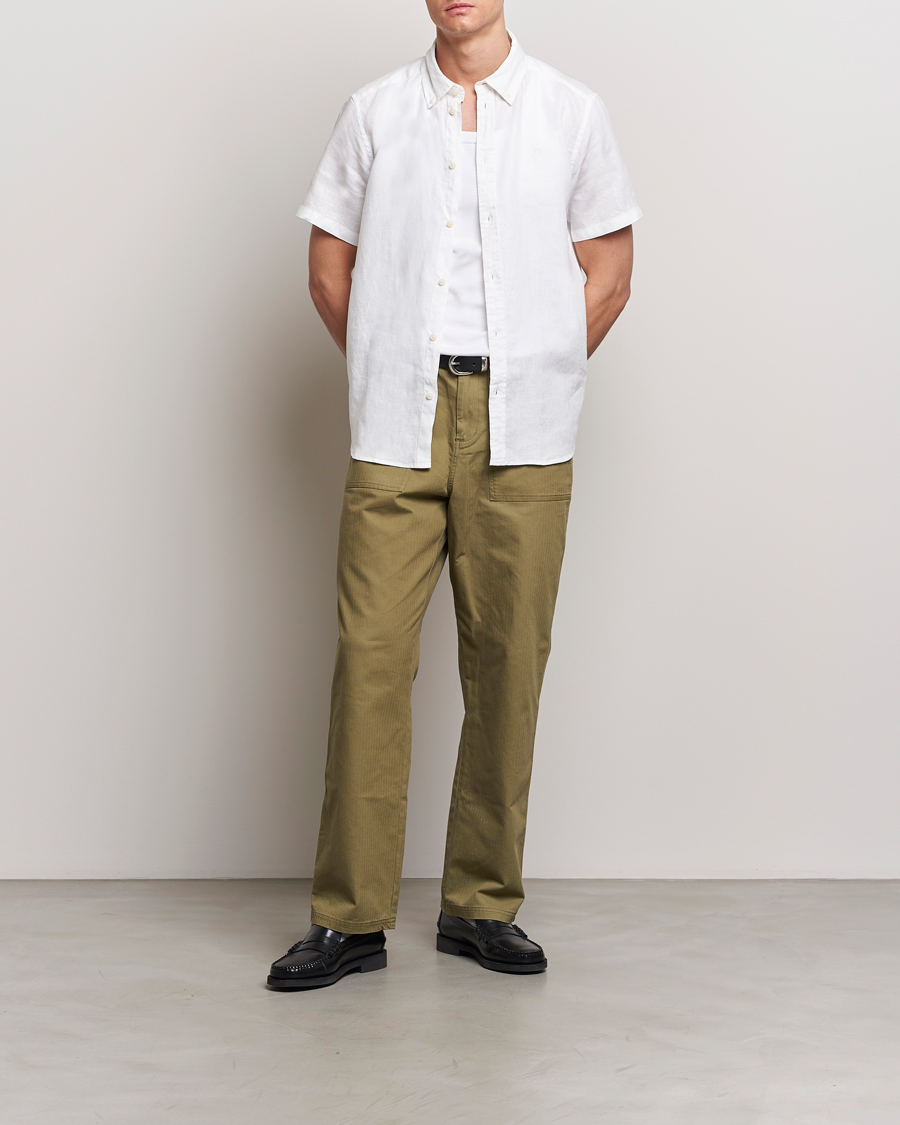 Herre | Skjorter | LES DEUX | Kris Short Sleeve Linen Shirt White