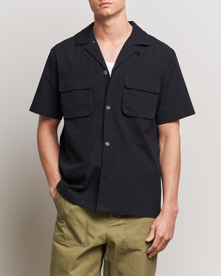 Men | LES DEUX | LES DEUX | Osmund Seersucker Shirt Black