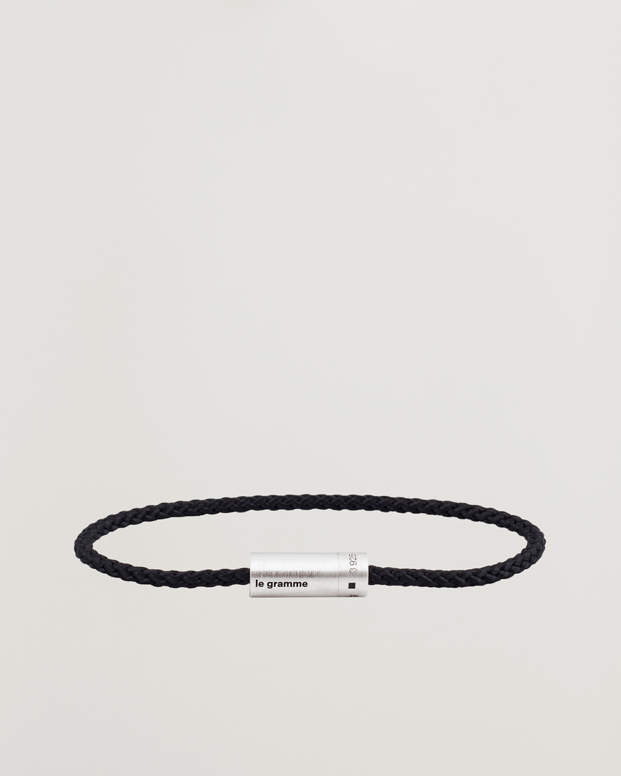 Herre | Smykker | LE GRAMME | Nato Cable Brushed Bracelet Black/Sterling Silver 7g