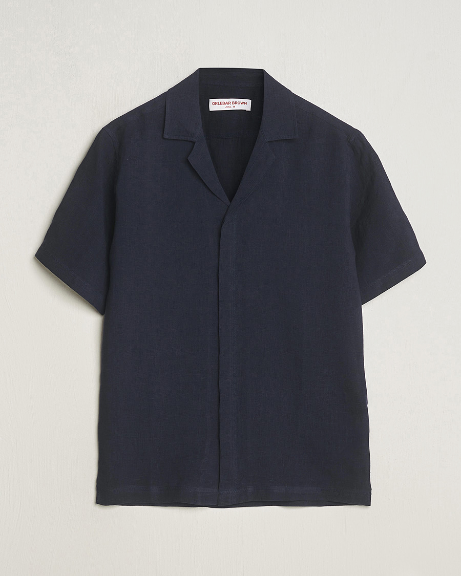 Herre | Skjorter | Orlebar Brown | Maitan Short Sleeve Linen Shirt Night Iris