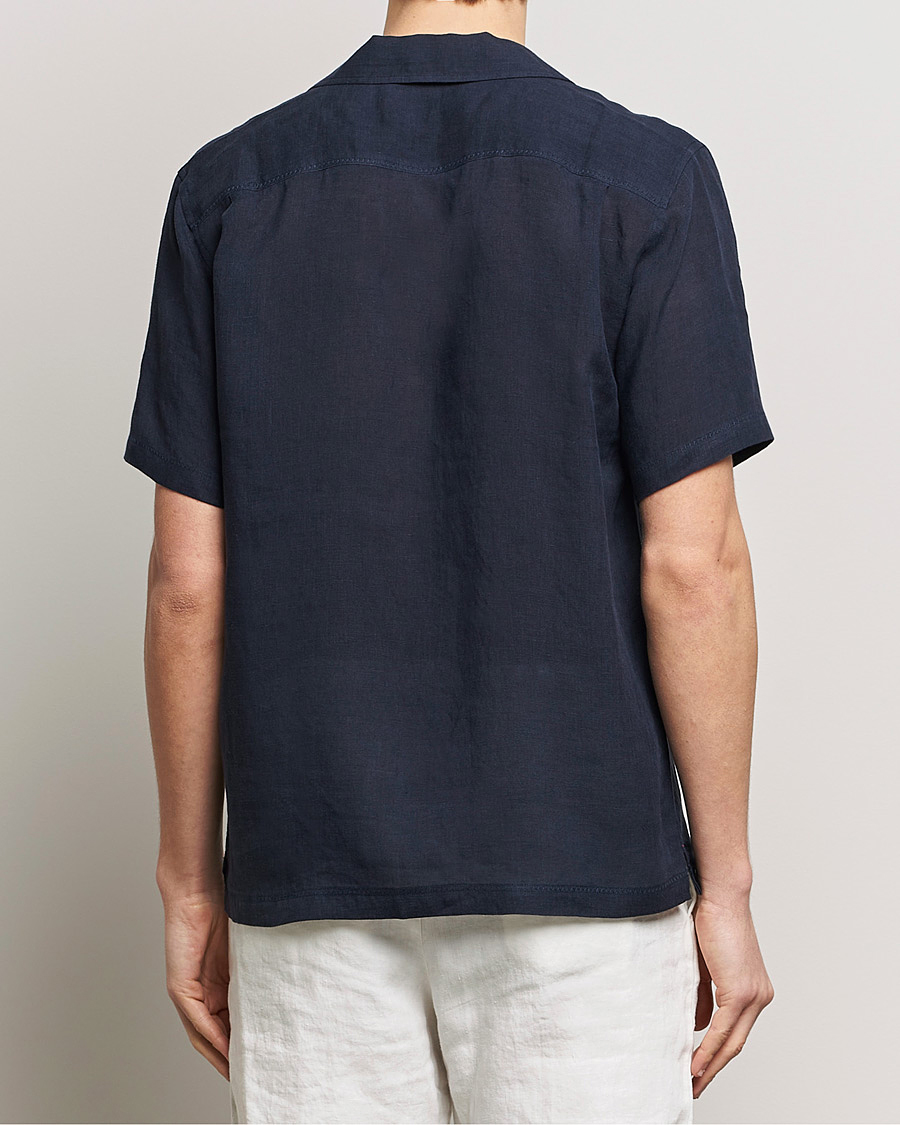 Herre | Skjorter | Orlebar Brown | Maitan Short Sleeve Linen Shirt Night Iris