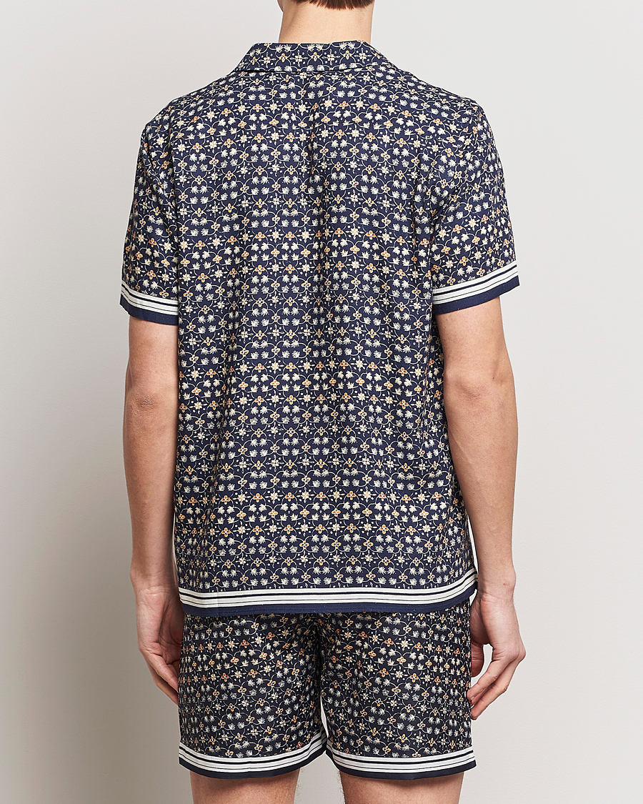 Herre | Skjorter | Orlebar Brown | Hibbert Fiore Viscose/Linen Printed Shirt Night Iris
