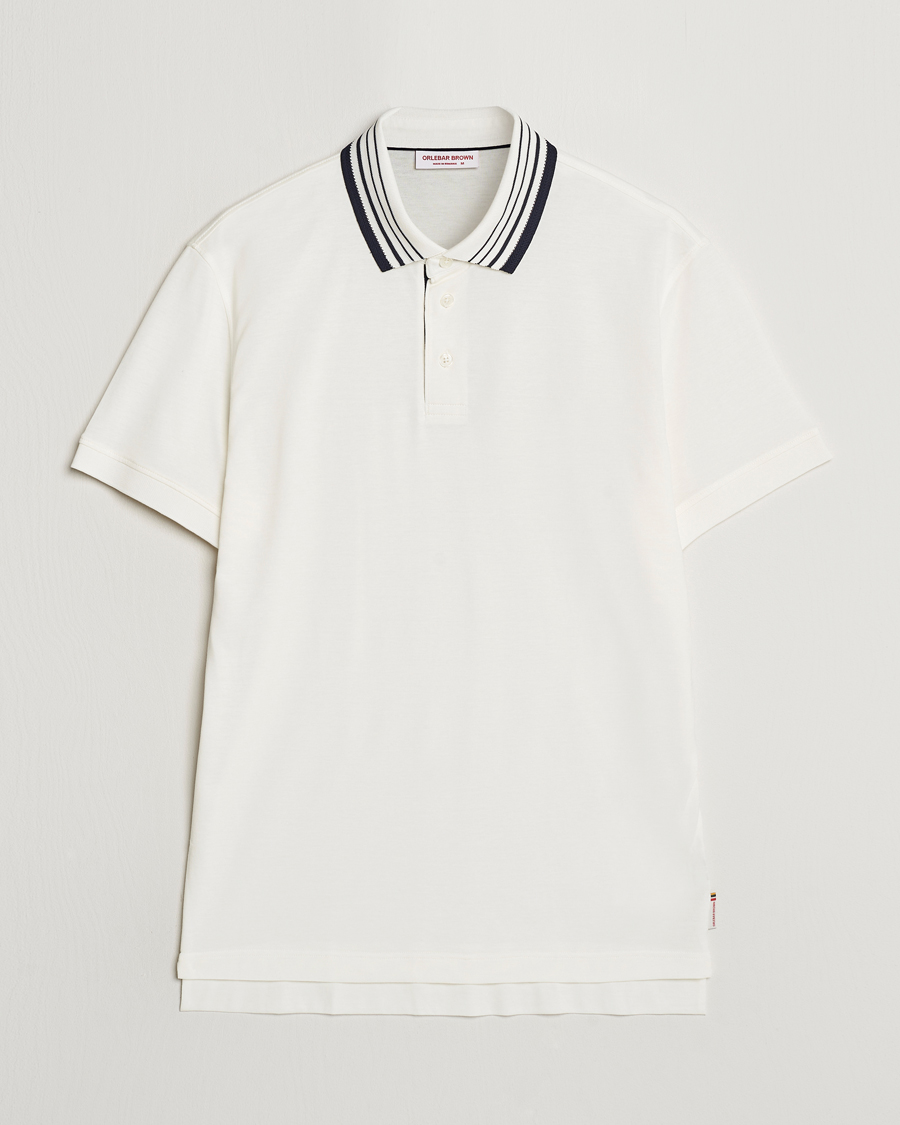 Herre | Pikéer | Orlebar Brown | Dominic Border Cotton/Lyocel Polo White Sand