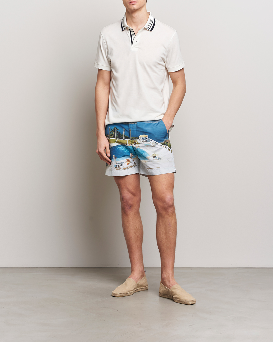 Herre | Pikéer | Orlebar Brown | Dominic Border Cotton/Lyocel Polo White Sand