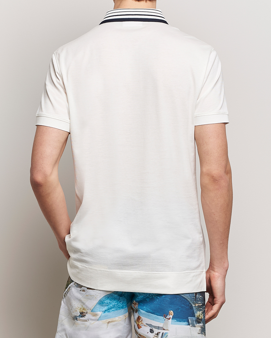 Herre | Pikéer | Orlebar Brown | Dominic Border Cotton/Lyocel Polo White Sand