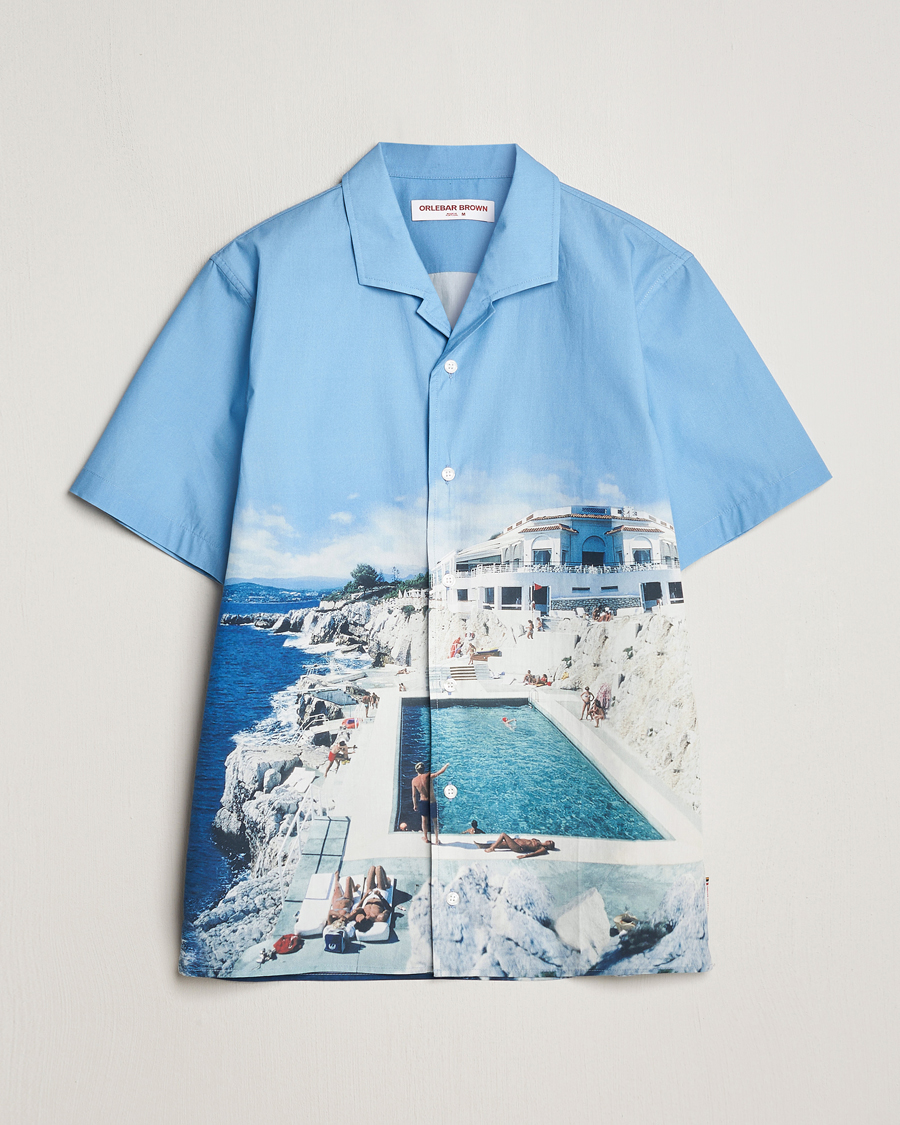 Herre | Skjorter | Orlebar Brown | Hibbert Photographic Roc Pool Shirt Blue