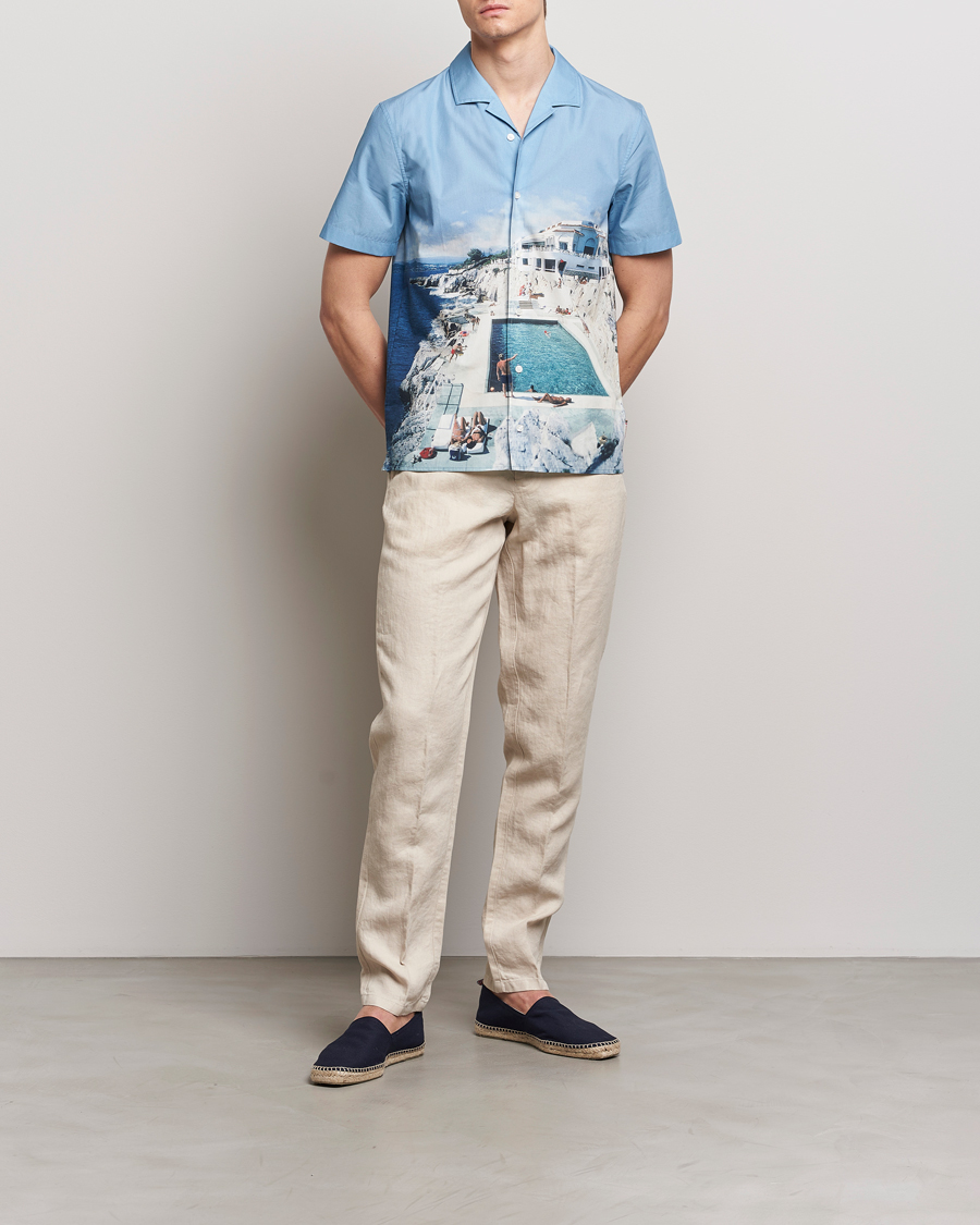 Herre | Skjorter | Orlebar Brown | Hibbert Photographic Roc Pool Shirt Blue