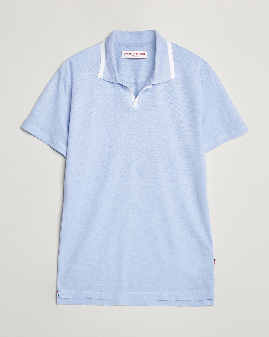 Herre | Pikéer | Orlebar Brown | Felix Linen Pique Polo Soft Blue