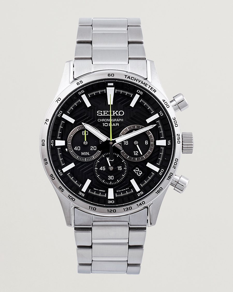 Herre | Seiko Chronograph 43mm Steel Black Dial | Seiko | Chronograph 43mm Steel Black Dial