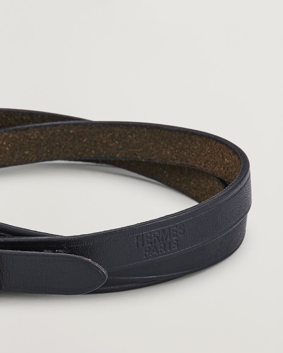 Herre | Hermès Pre-Owned API1 Leather Bracelet Black | Hermès Pre-Owned | API1 Leather Bracelet Black
