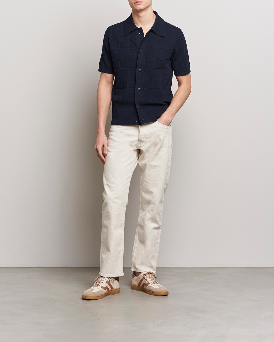 Herre | Pikéer | Tiger of Sweden | Araawen Short Sleeve Knitted Polo Light Ink