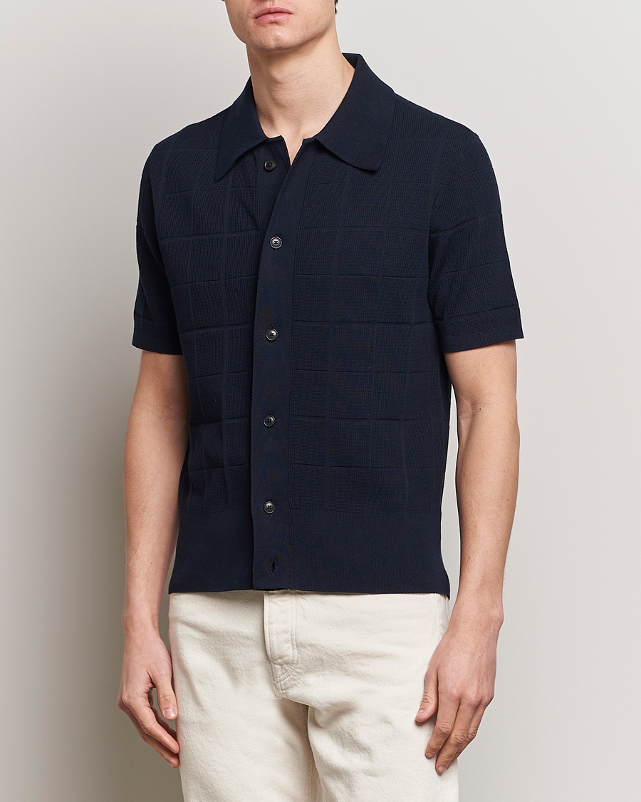 Herre | Business & Beyond | Tiger of Sweden | Araawen Short Sleeve Knitted Polo Light Ink