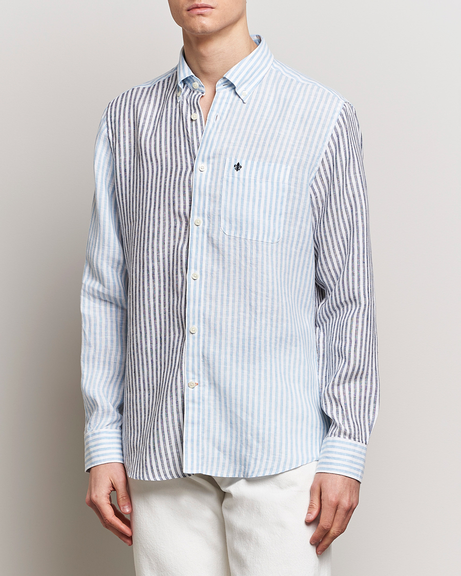 Herr | Skjortor | Morris | Douglas Linen Mix Shirt Blue