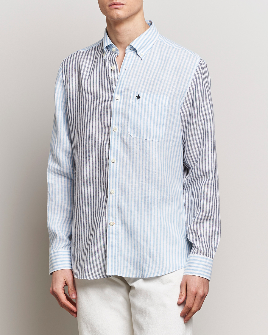 Herre | Linskjorter | Morris | Douglas Linen Mix Shirt Blue