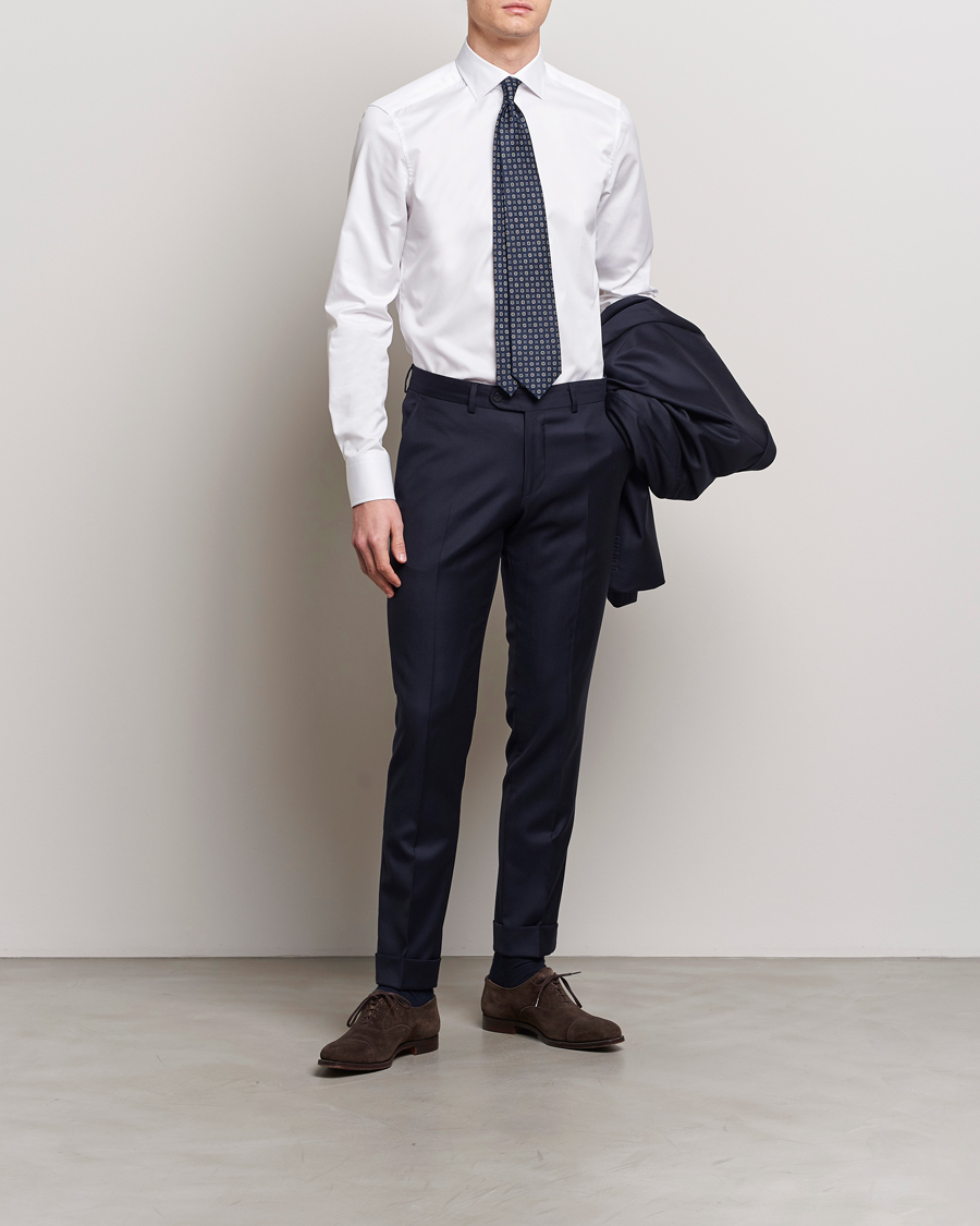 Herre | Skjorter | Stenströms | Slimline Cotton Twill Cut Away Shirt White