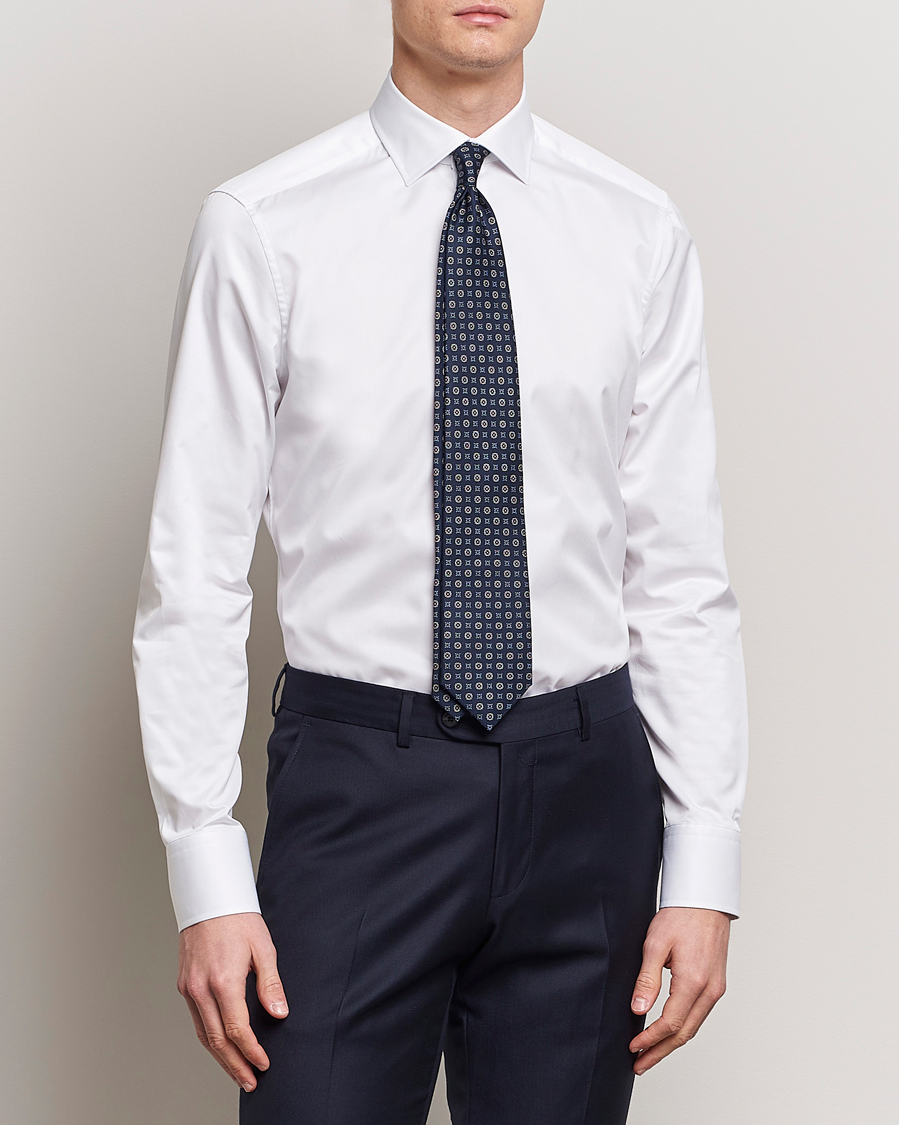Herre | Businesskjorter | Stenströms | Slimline Cotton Twill Cut Away Shirt White