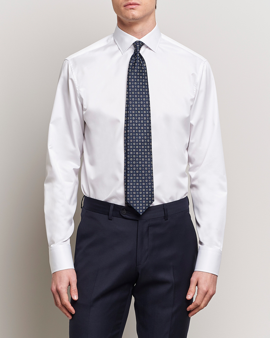 Herre | Businesskjorter | Stenströms | Fitted Body Cotton Twill Cut Away Shirt White