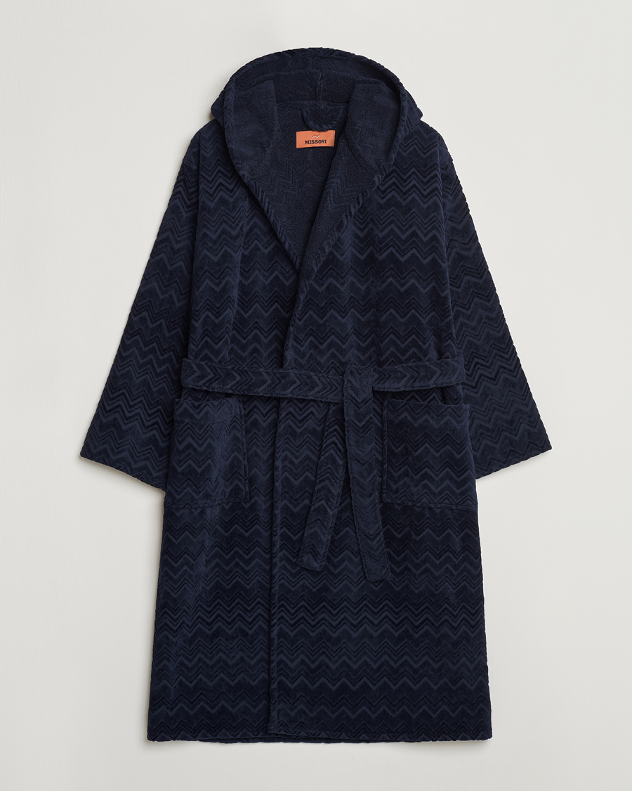 Herre | Pyjamaser og badekåper | Missoni Home | Chalk Bath Robe Navy