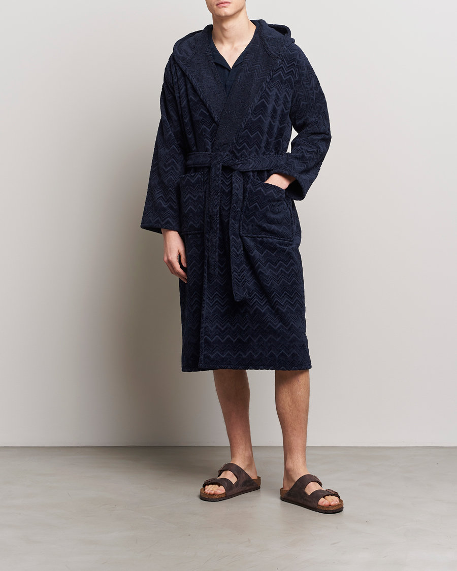 Herre | Pyjamaser og badekåper | Missoni Home | Chalk Bath Robe Navy