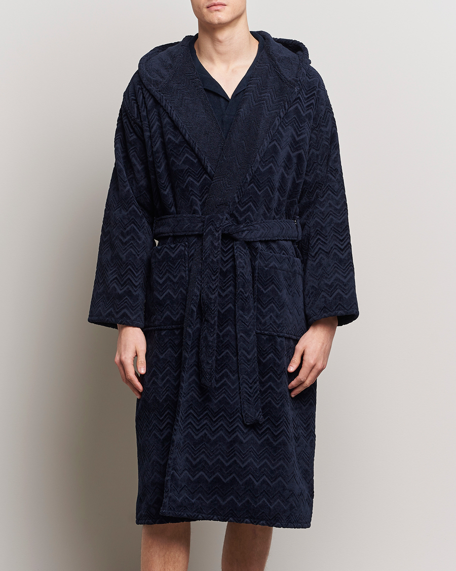 Herre | Pyjamaser og badekåper | Missoni Home | Chalk Bath Robe Navy