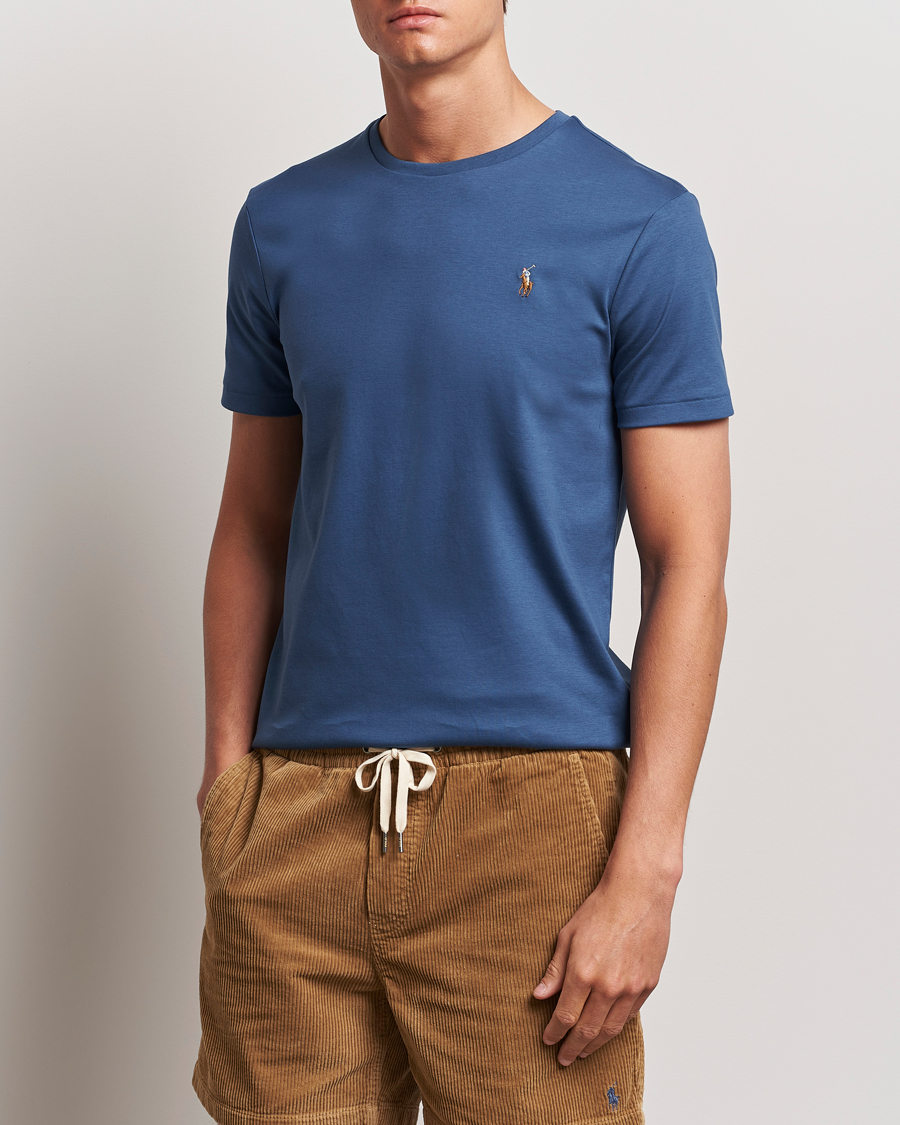 Herre | T-Shirts | Polo Ralph Lauren | Luxury Pima Cotton Crew Neck T-Shirt Clancy Blue