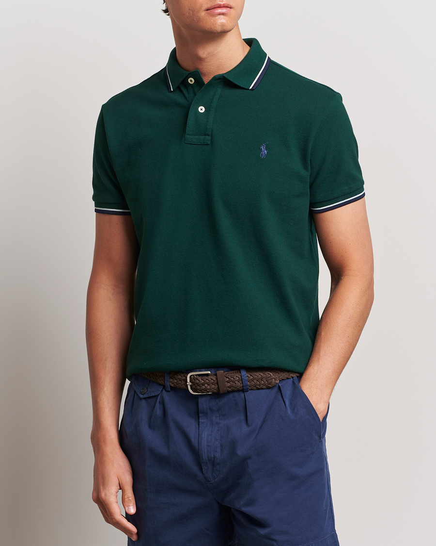Herre | Pikéer | Polo Ralph Lauren | Custom Slim Fit Tipped Polo Moss Agate