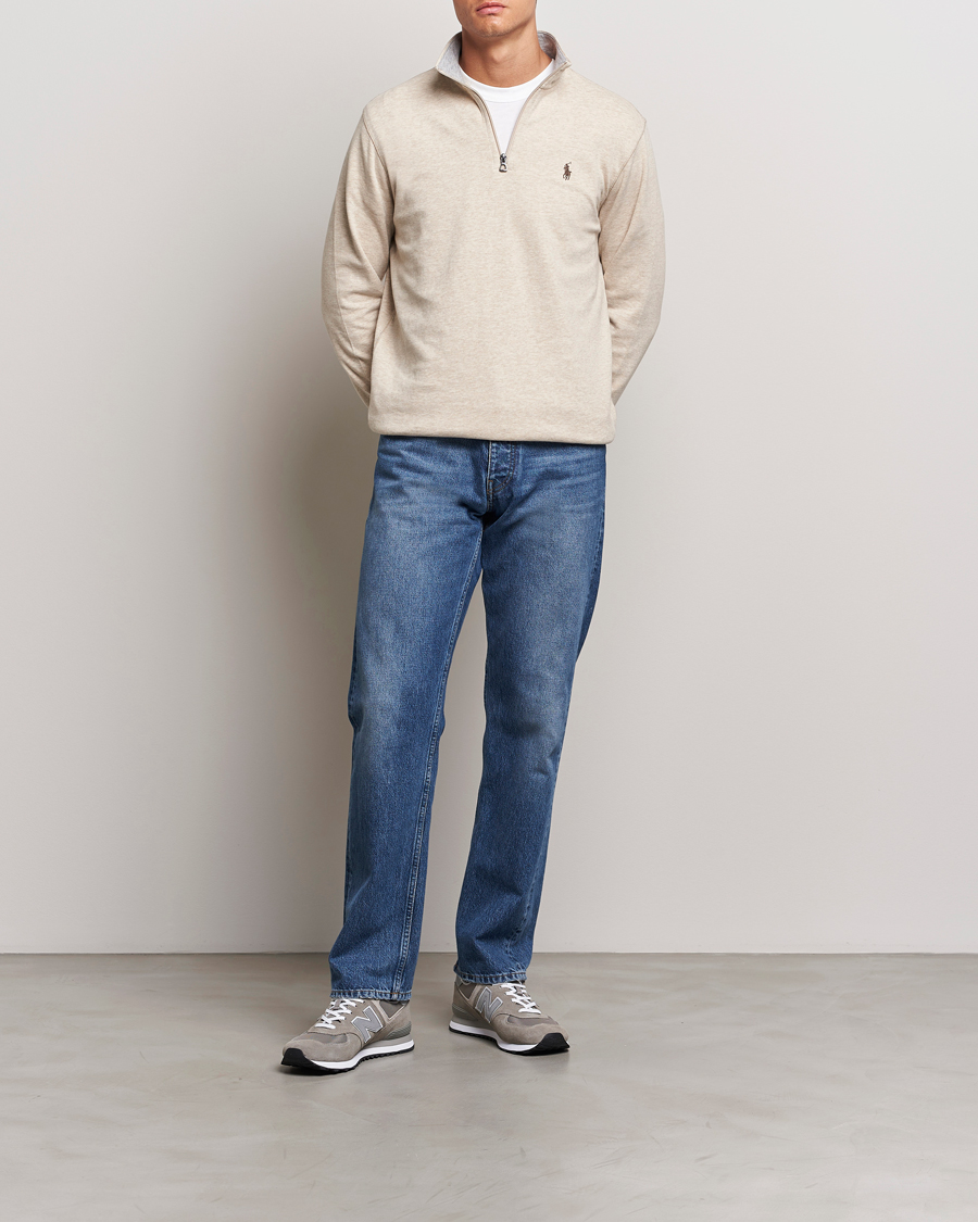 Herre | Gensere | Polo Ralph Lauren | Tech Double Knit Half Zip Expedition Dune Heather