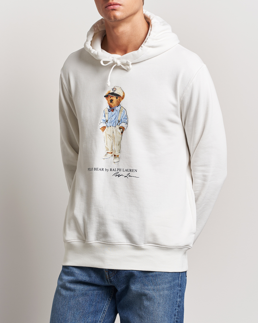 Herre |  | Polo Ralph Lauren | Printed Hemingway Bear Hoodie Deckwash White