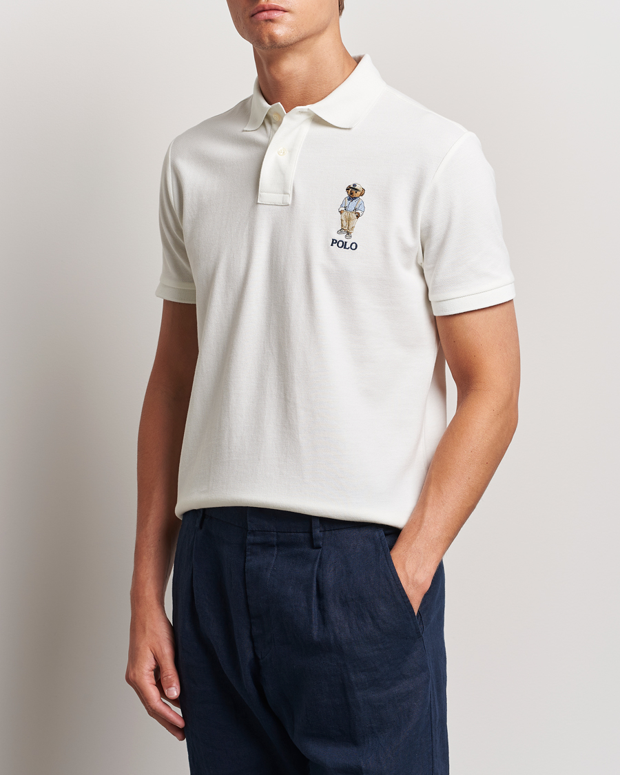 Herre | Pikéer | Polo Ralph Lauren | Custom Slim Fit Bear Polo Deckwash White