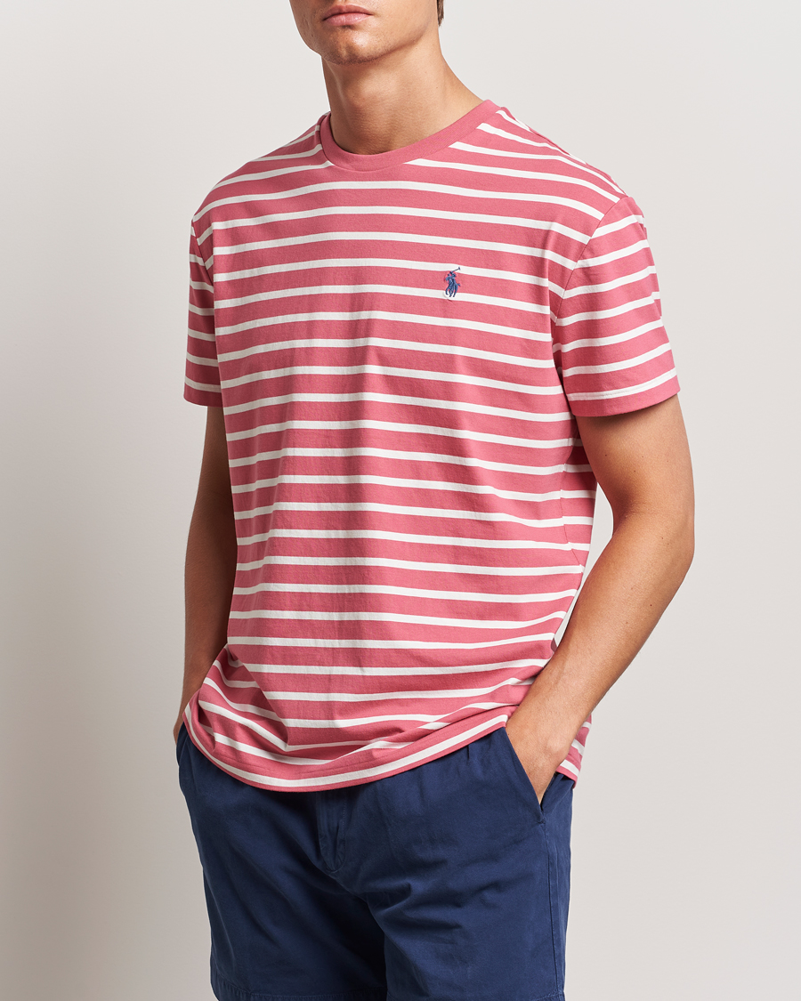 Herre | T-Shirts | Polo Ralph Lauren | Striped Crew Neck T-Shirt Adirondack Red/Nevis