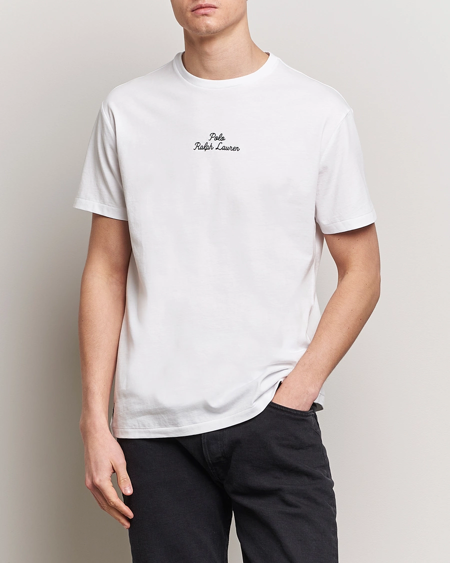 Herre | T-Shirts | Polo Ralph Lauren | Center Logo Crew Neck T-Shirt White