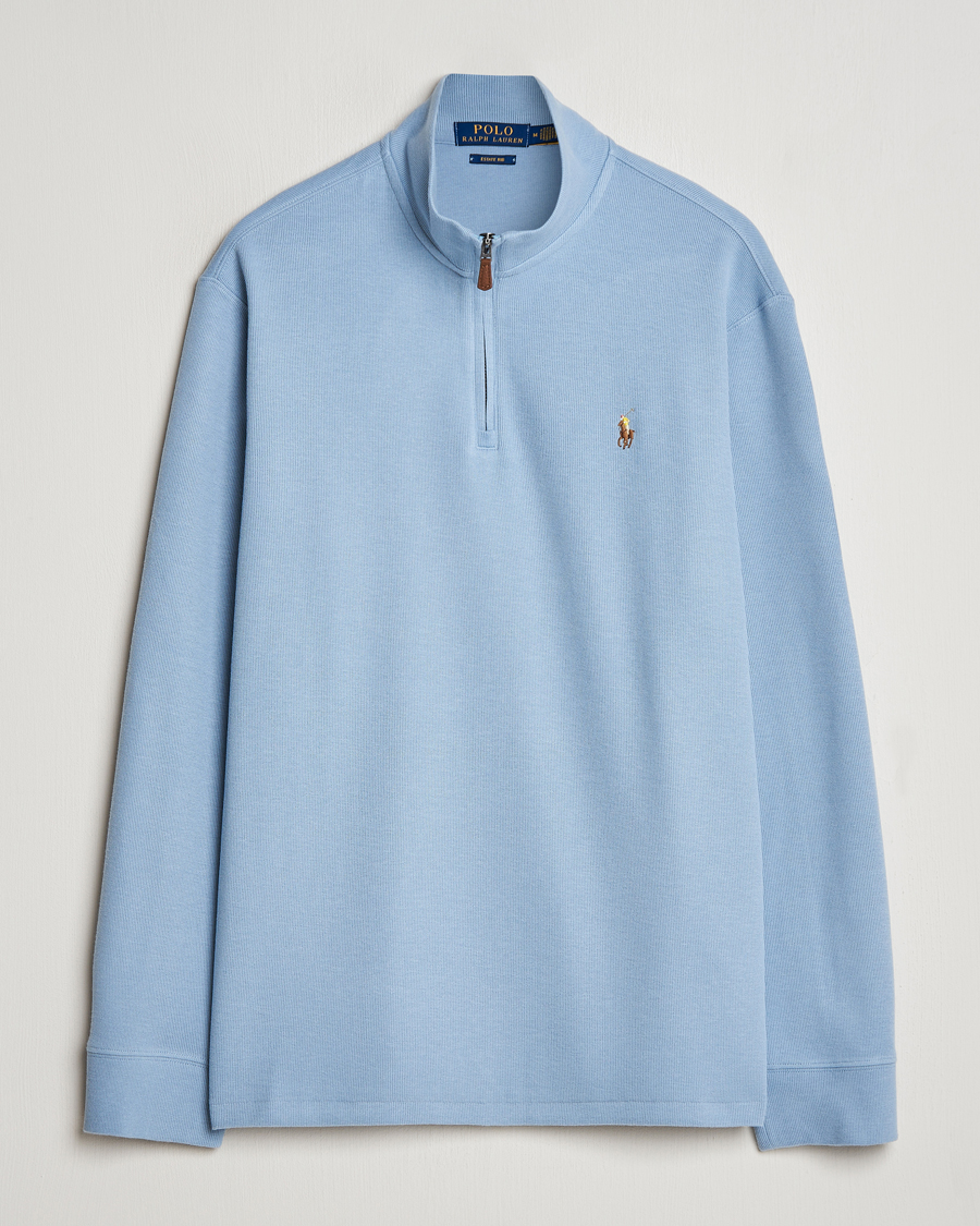 Herre | Gensere | Polo Ralph Lauren | Double Knit Jaquard Half Zip Sweater Vessel Blue