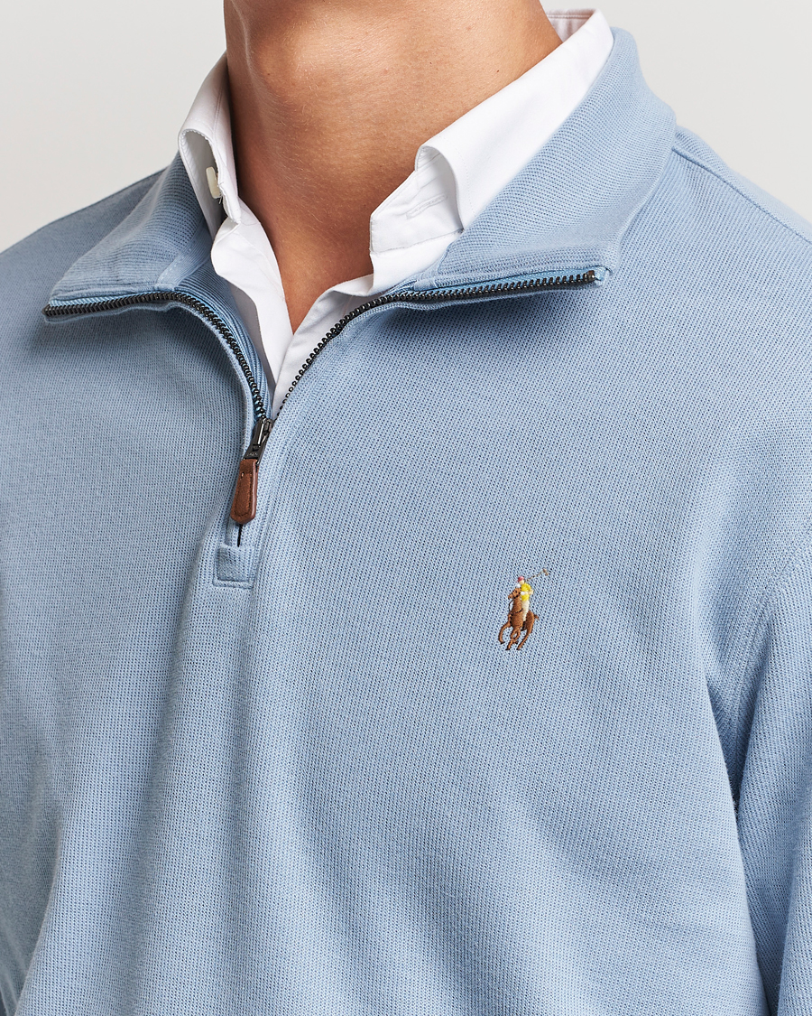 Herre | Gensere | Polo Ralph Lauren | Double Knit Jaquard Half Zip Sweater Vessel Blue