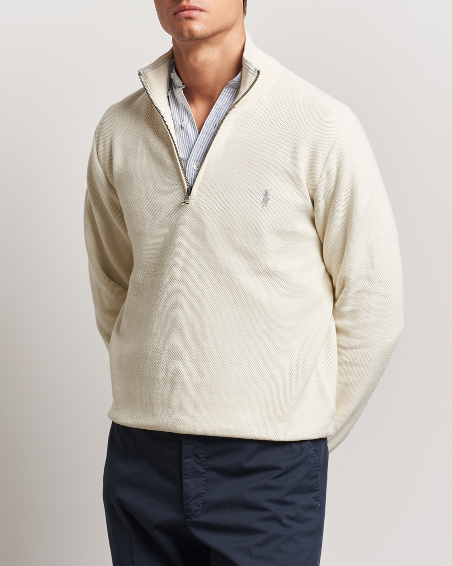 Herre | Nye produktbilder | Polo Ralph Lauren | Textured Half Zip Herbal Milk