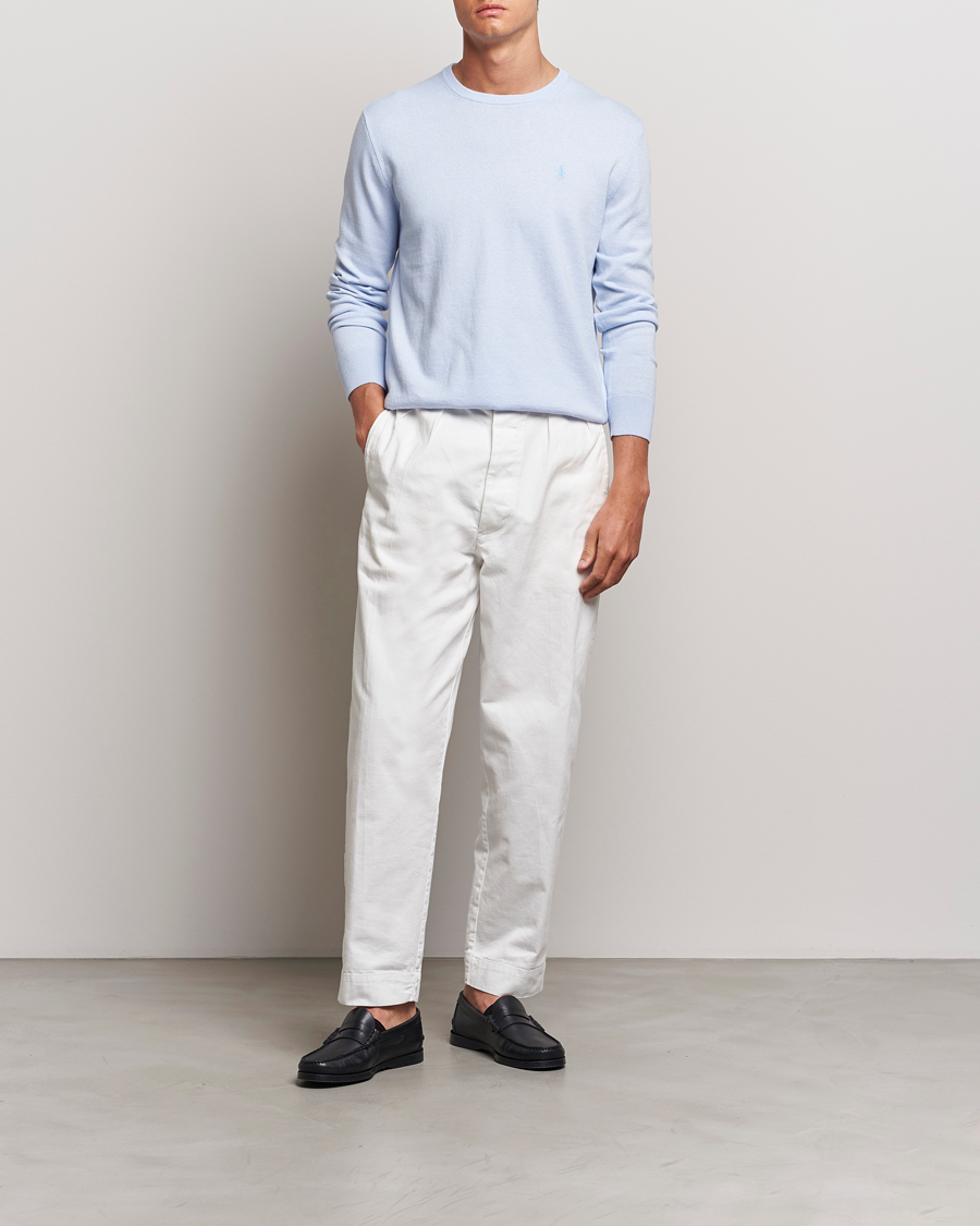 Herre | Gensere | Polo Ralph Lauren | Cotton/Cashmere Crew Neck Pullover Oxford Blue