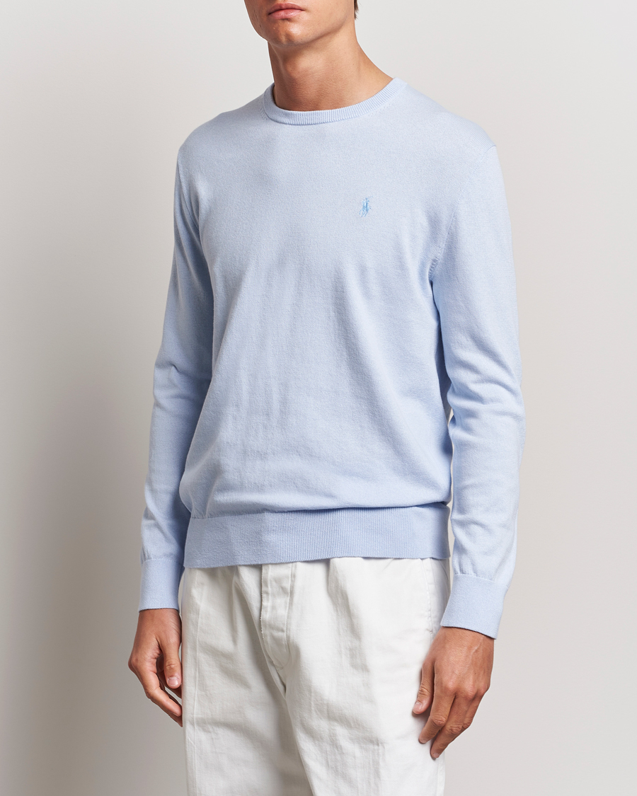 Herre |  | Polo Ralph Lauren | Cotton/Cashmere Crew Neck Pullover Oxford Blue