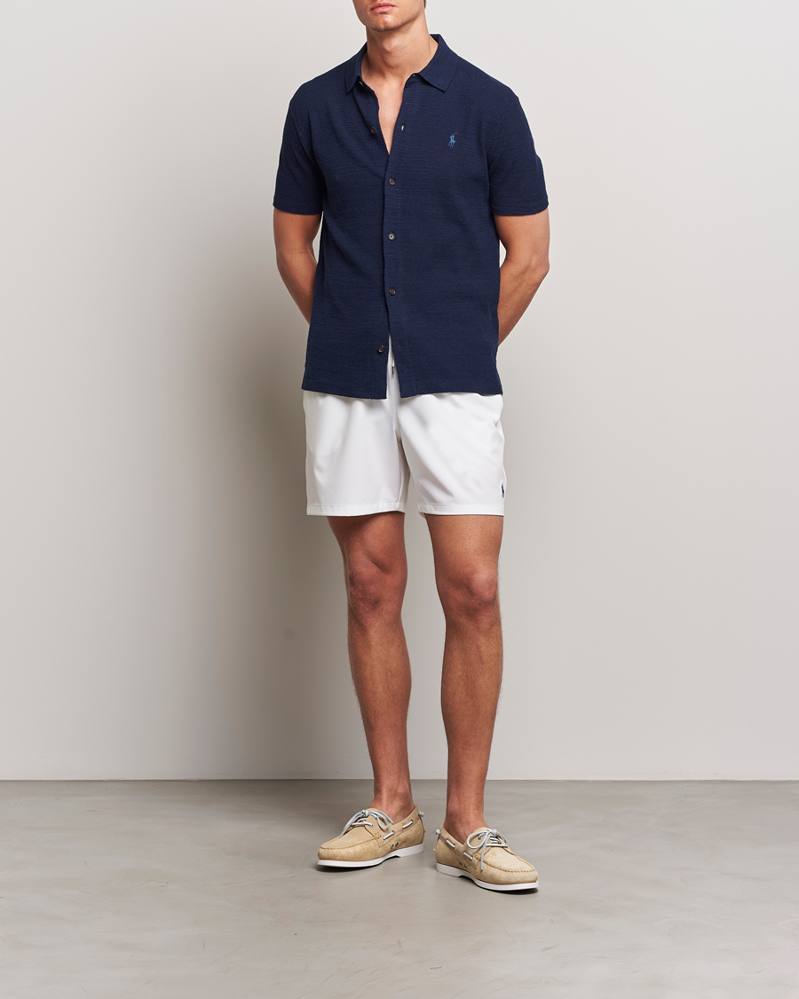 Herre | Skjorter | Polo Ralph Lauren | Textured Knitted Short Sleeve Shirt Bright Navy