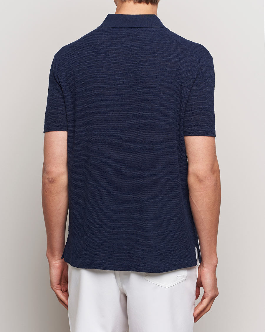 Herre | Skjorter | Polo Ralph Lauren | Textured Knitted Short Sleeve Shirt Bright Navy